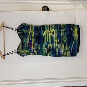 Ani Green‎ Pattern Silk/Wool/leather mini dress size L